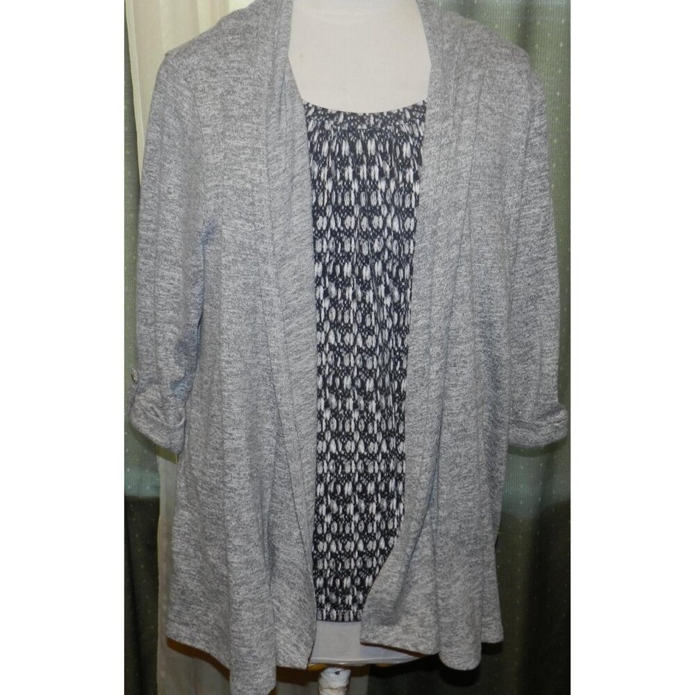 Faded Glory size 22W / 24W layered Fall blouse stretch blend gray plus size